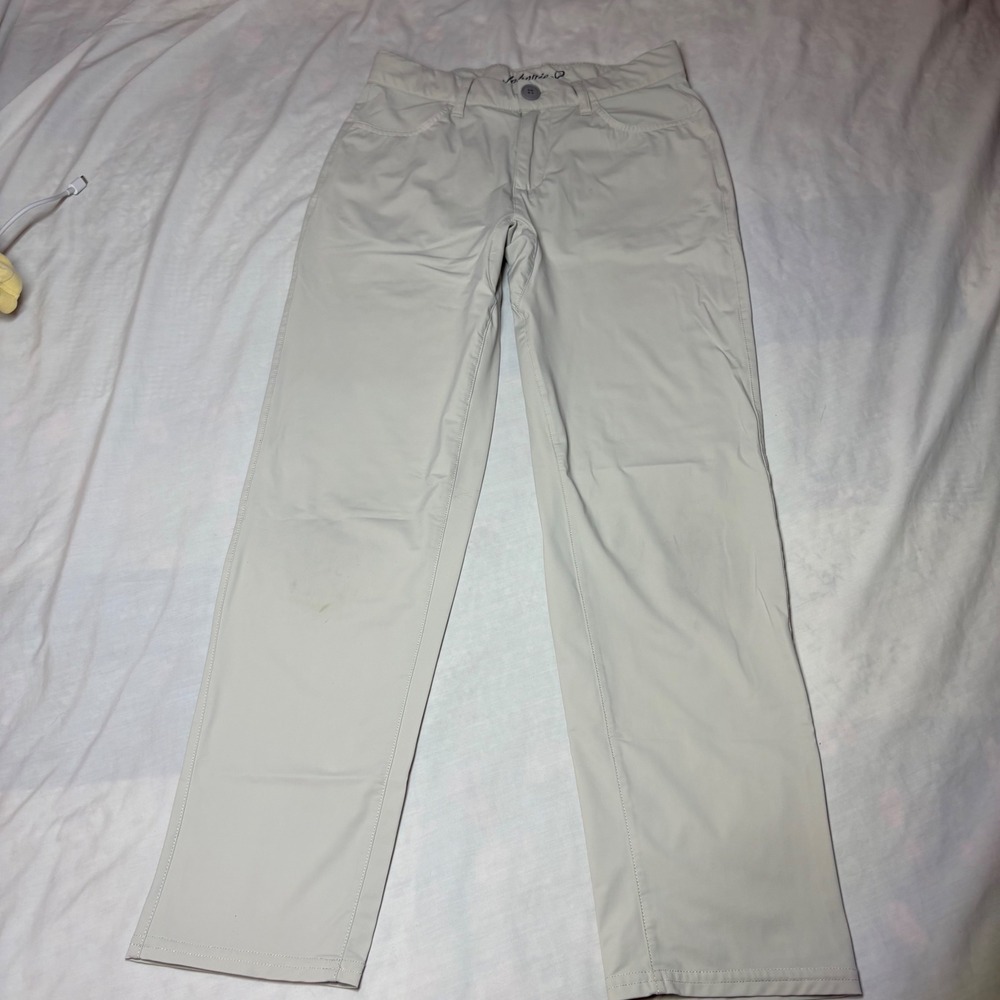 Johnnie-O Kids Performance Pants Stone Beige Stretch Golf Trousers Size 10
